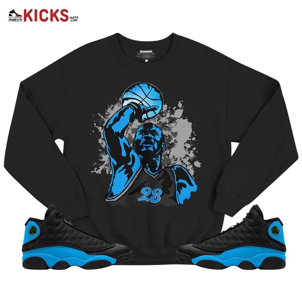 Basketball Superstar Sneaker Shirt Match Black University Blue 13s, Jordan 13 Black University Blue 2022 MKO T-Shirt Basketball Superstar Sneaker Shirt Match Black University Blue 13s, Jordan 13 Black University Blue 2022 MKO T-Shirt