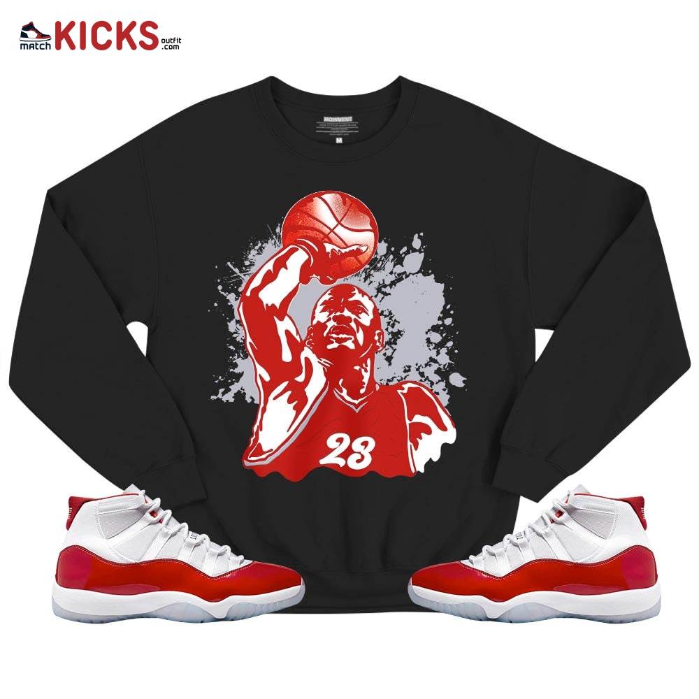 Basketball Superstar Sneaker Shirt Match Cherry 11s, Jordan 11 Retro