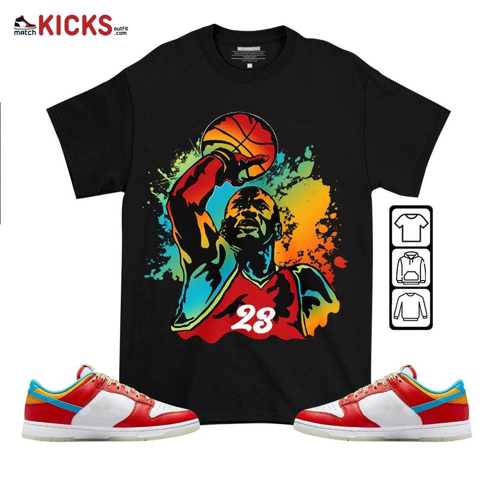 Basketball Superstar Sneaker Shirt Match Fruity Pebbles Shoes, Dunk Low Fruity Pebbles MKO T-Shirt