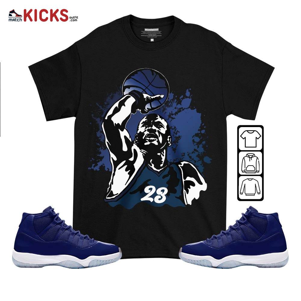 Basketball Superstar Sneaker Shirt Match Midnight Navy 11s, Jordan 11 Retro Midnight Navy MKO T-Shirt