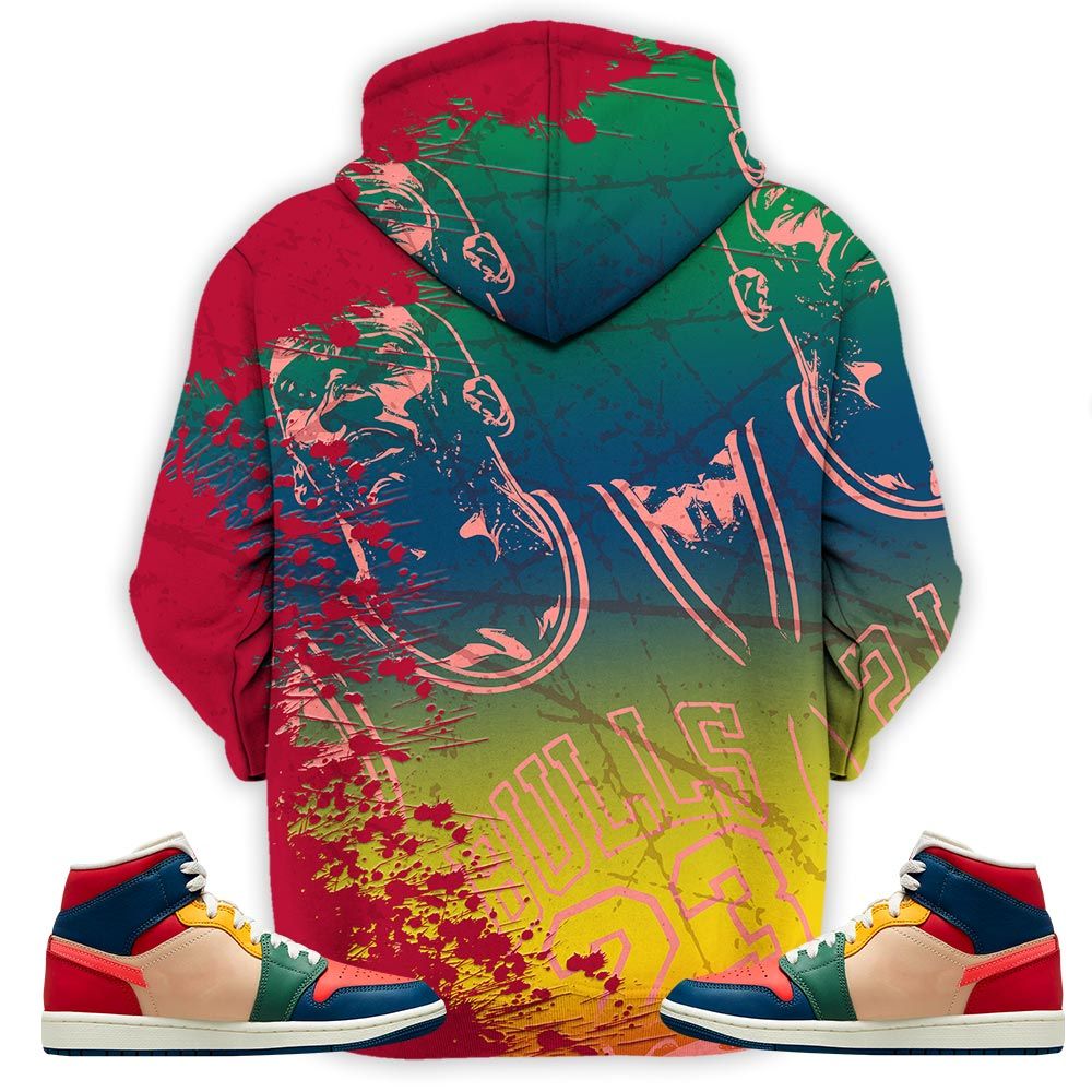 Basketball Superstar Sneaker Shirt Match Multi Color 2022 1S, Jordan 1 Mid Multi Color 2022 Hoodie Sweatshirt Tee All Over Print MKO Shirt