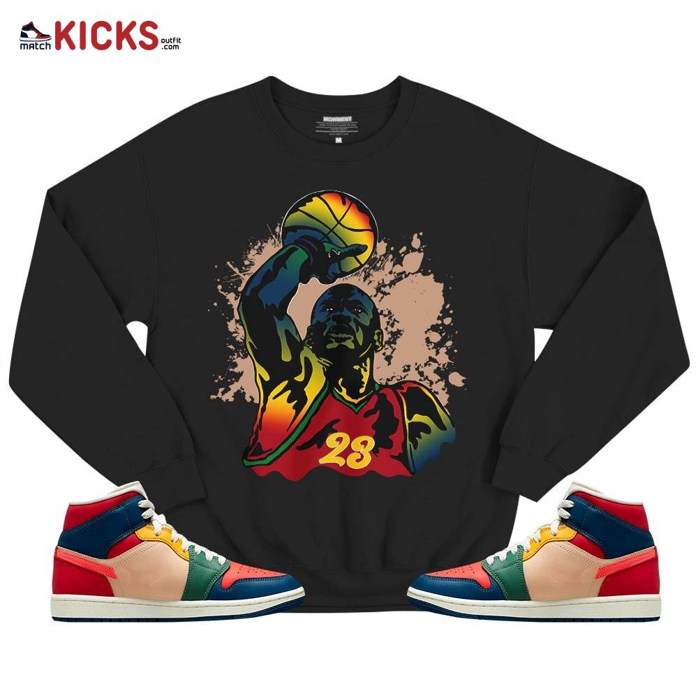 Basketball Superstar Sneaker Shirt Match Multi Color 2022 1s, Jordan 1 Mid Multi Color 2022 MKO T-Shirt Basketball Superstar Sneaker Shirt Match Multi Color 2022 1s, Jordan 1 Mid Multi Color 2022 MKO T-Shirt