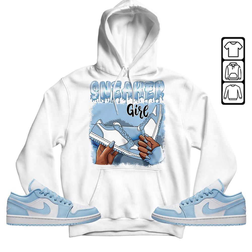 Black Fashion Sneaker Shirt Match 1 Low Gets Icy, Jordan 1 Low Ice Blue MKO T-Shirt Black Fashion Sneaker Shirt Match 1 Low Gets Icy, Jordan 1 Low Ice Blue MKO T-Shirt