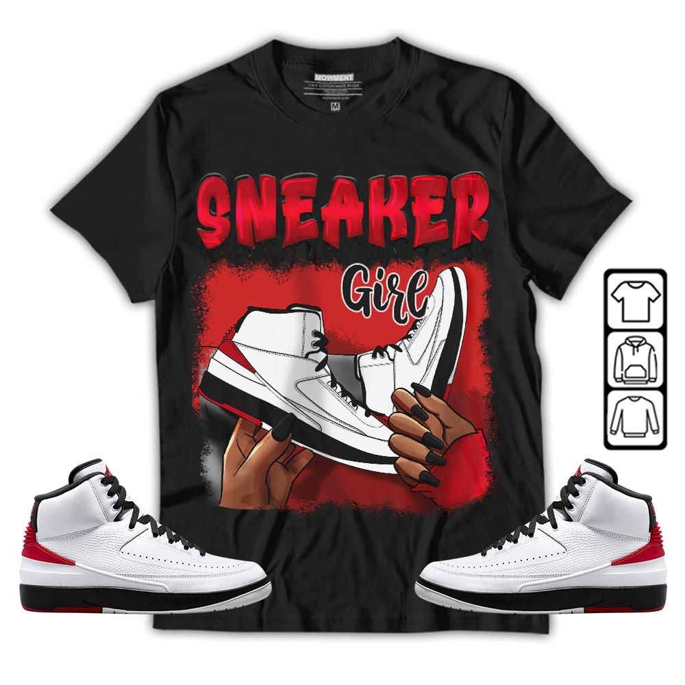 Black Fashion Sneaker Shirt Match 2 Chicago Varsity Red, Jordan Retro 2 Chicago MKO T-Shirt Black Fashion Sneaker Shirt Match 2 Chicago Varsity Red, Jordan Retro 2 Chicago MKO T-Shirt