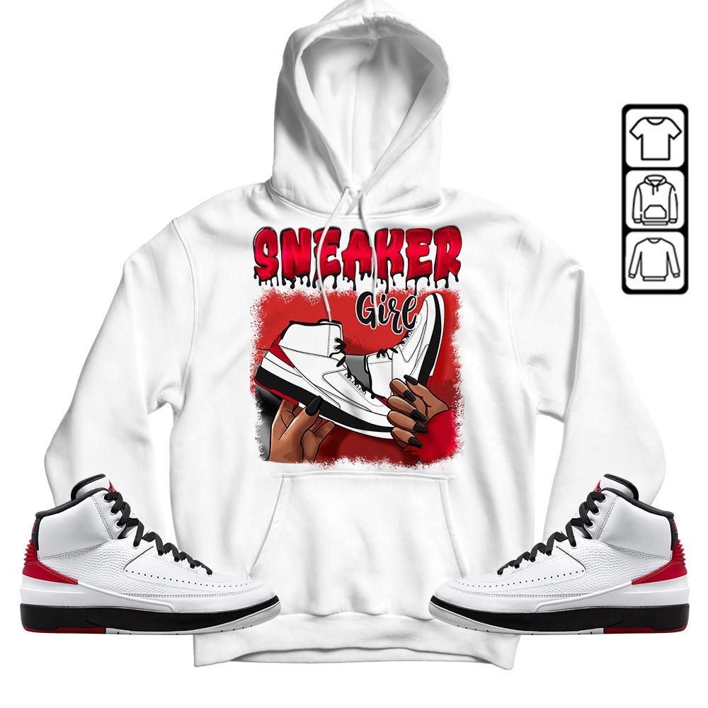 Black Fashion Sneaker Shirt Match 2 Chicago Varsity Red, Jordan Retro 2 Chicago MKO T-Shirt