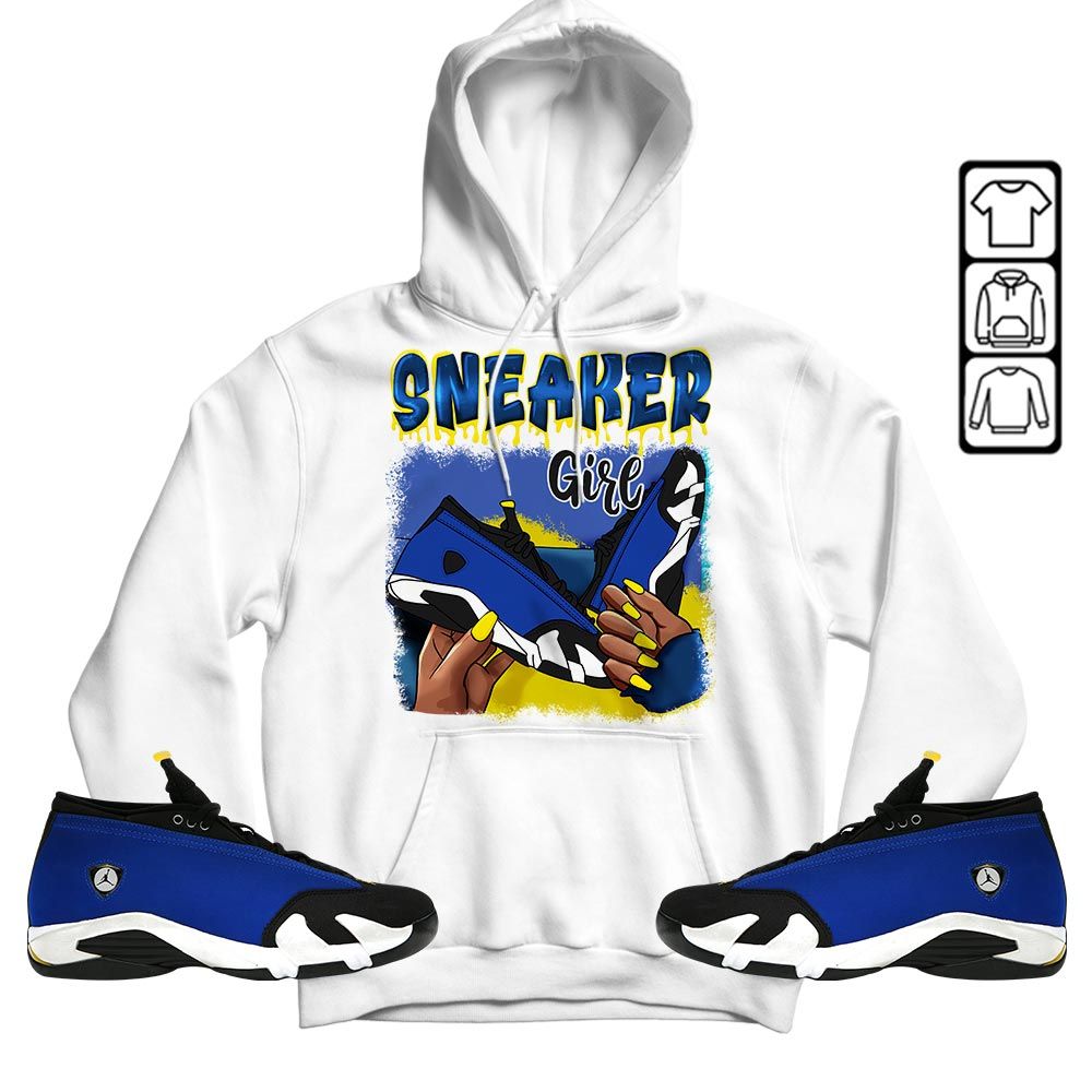 Black Fashion Sneaker Shirt Match 2023 Blue Laney 14s, Jordan 14 Laney MKO T-Shirt