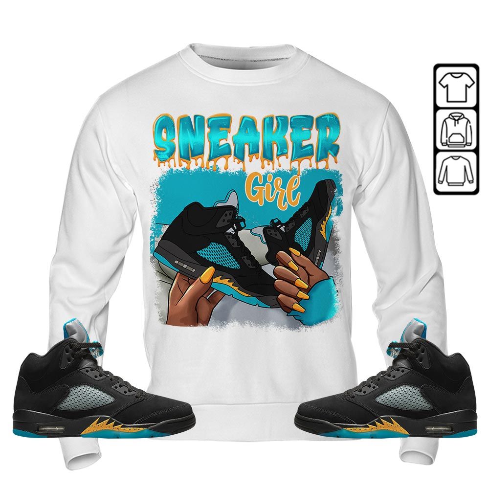 Black Fashion Sneaker Shirt Match 2023 Retro Aqua 5s, Jordan 5 Aqua MKO Sweatshirt Black Fashion Sneaker Shirt Match 2023 Retro Aqua 5s, Jordan 5 Aqua MKO Sweatshirt