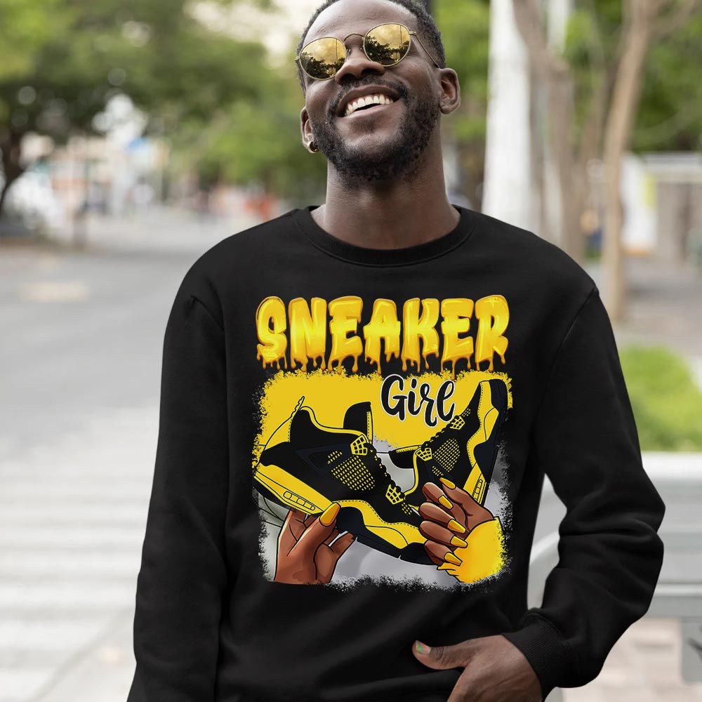 Black Fashion Sneaker Shirt Match 2023 Thunder 4s, Jordan Retro 4 Thunder MKO T-Shirt Black Fashion Sneaker Shirt Match 2023 Thunder 4s, Jordan Retro 4 Thunder MKO T-Shirt