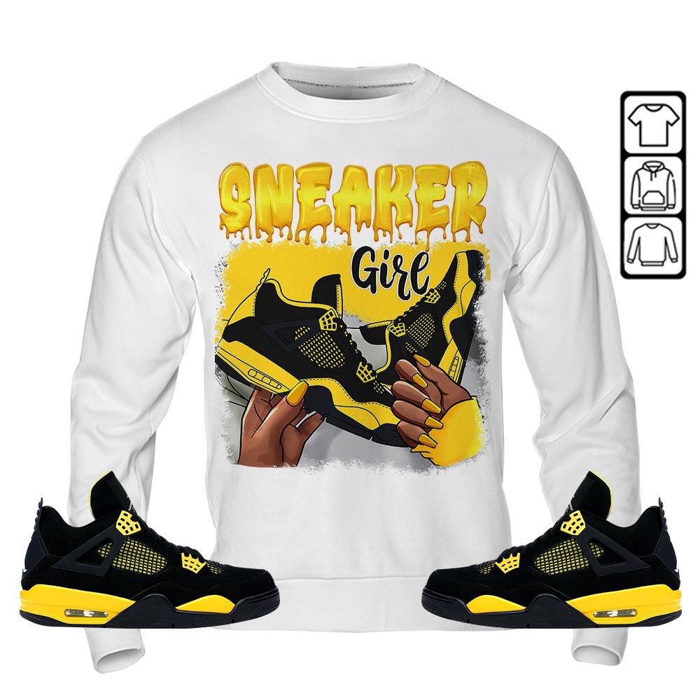 Black Fashion Sneaker Shirt Match 2023 Thunder 4s, Jordan Retro 4 Thunder MKO T-Shirt Black Fashion Sneaker Shirt Match 2023 Thunder 4s, Jordan Retro 4 Thunder MKO T-Shirt