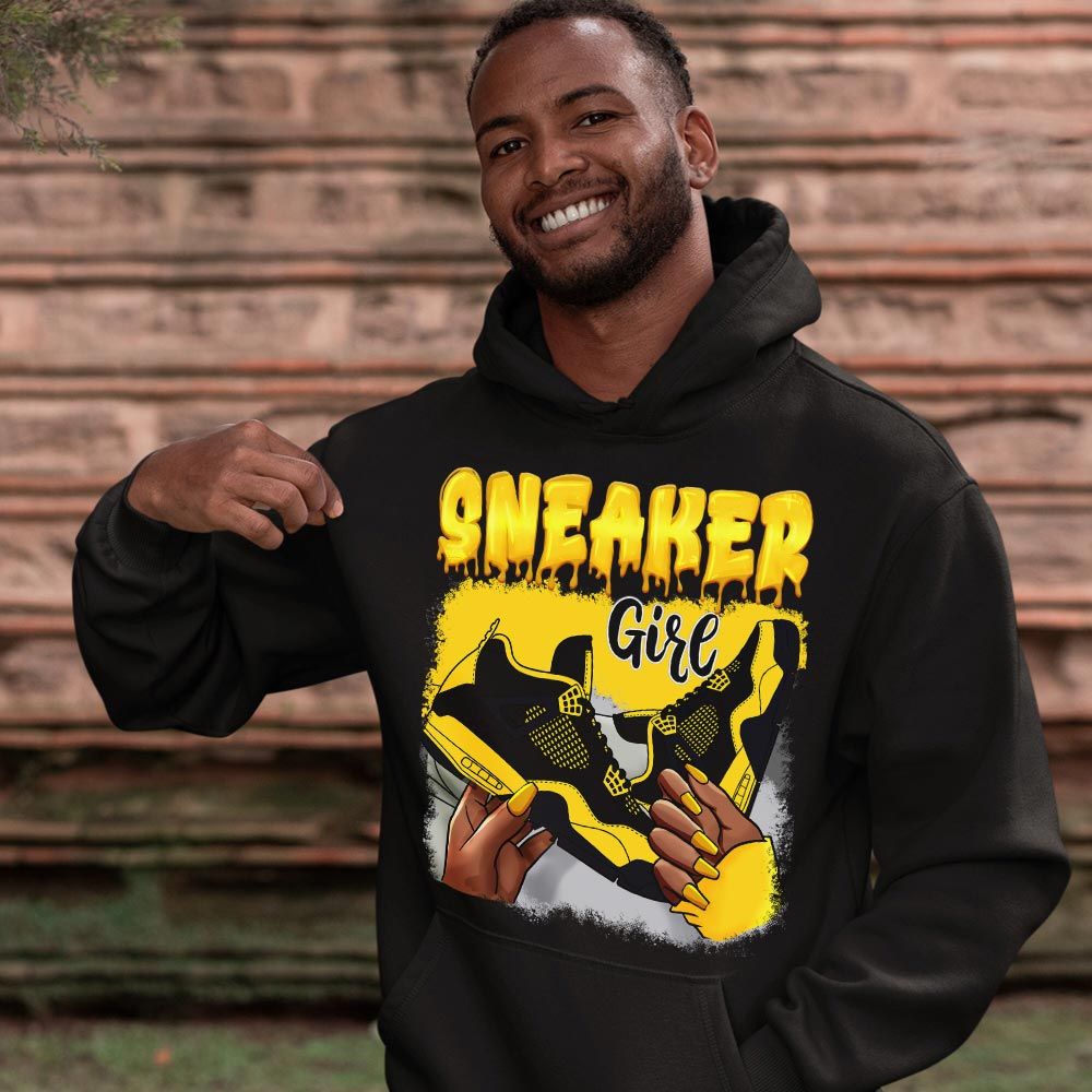 Black Fashion Sneaker Shirt Match 2023 Thunder 4s, Jordan Retro 4 Thunder MKO T-Shirt Black Fashion Sneaker Shirt Match 2023 Thunder 4s, Jordan Retro 4 Thunder MKO T-Shirt