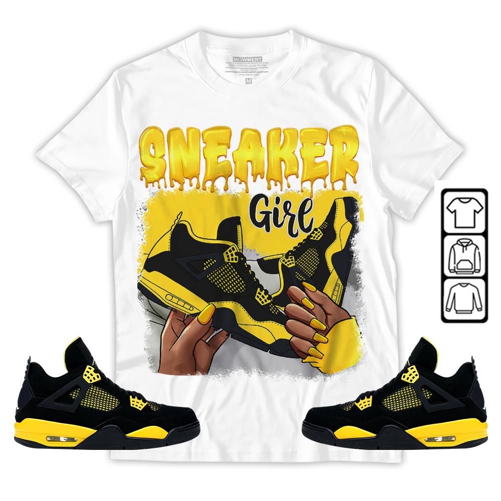 Black Fashion Sneaker Shirt Match 2023 Thunder 4s, Jordan Retro 4 Thunder MKO T-Shirt Black Fashion Sneaker Shirt Match 2023 Thunder 4s, Jordan Retro 4 Thunder MKO T-Shirt