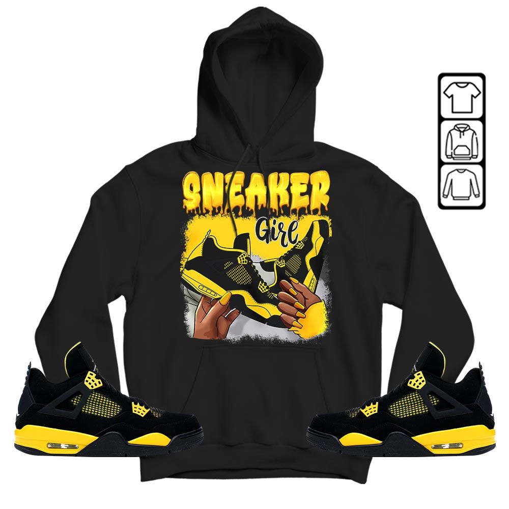 Black Fashion Sneaker Shirt Match 2023 Thunder 4s, Jordan Retro 4 Thunder MKO T-Shirt Black Fashion Sneaker Shirt Match 2023 Thunder 4s, Jordan Retro 4 Thunder MKO T-Shirt