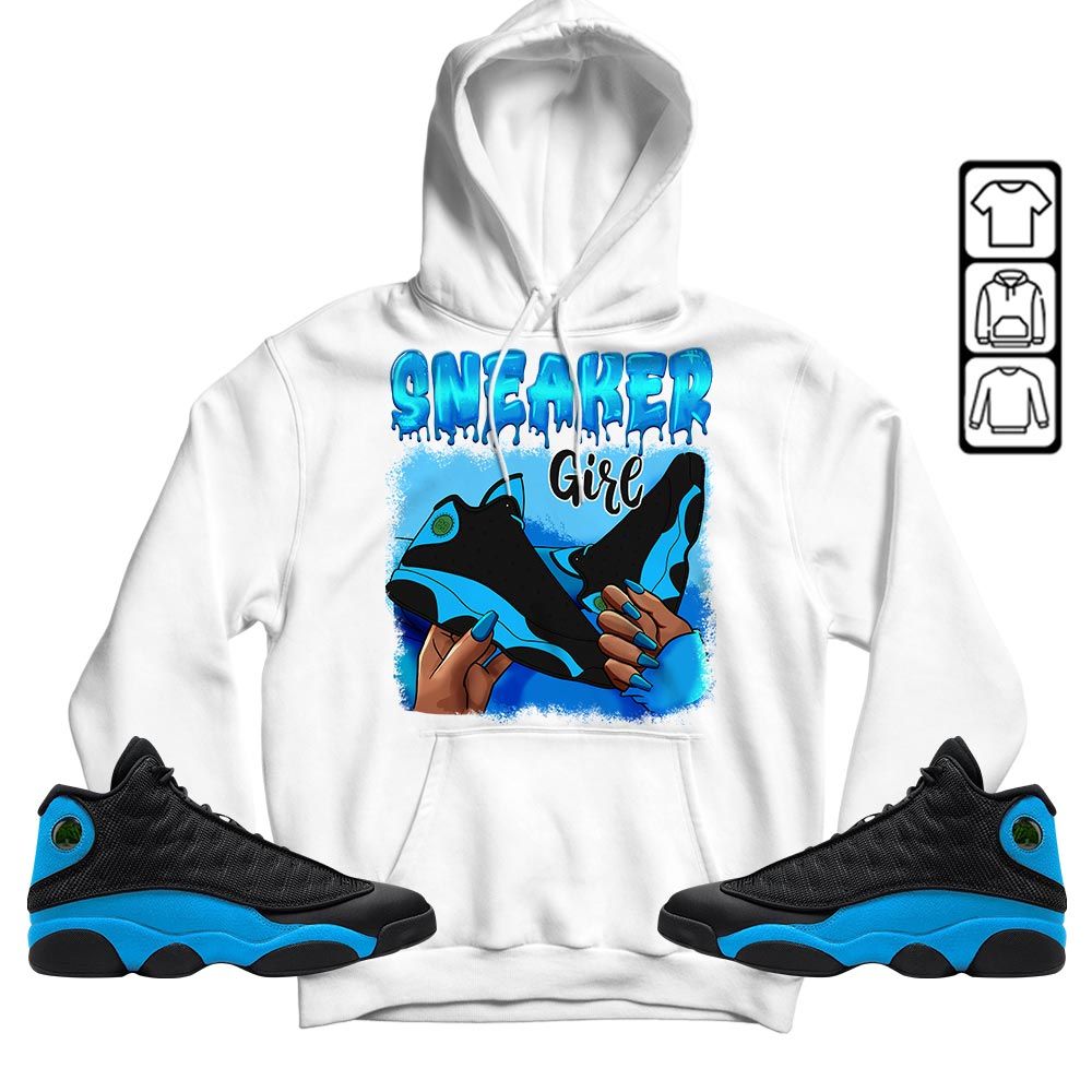 Black Fashion Sneaker Shirt Match Black University Blue 13s, Jordan 13 Black University Blue 2022 MKO T-Shirt