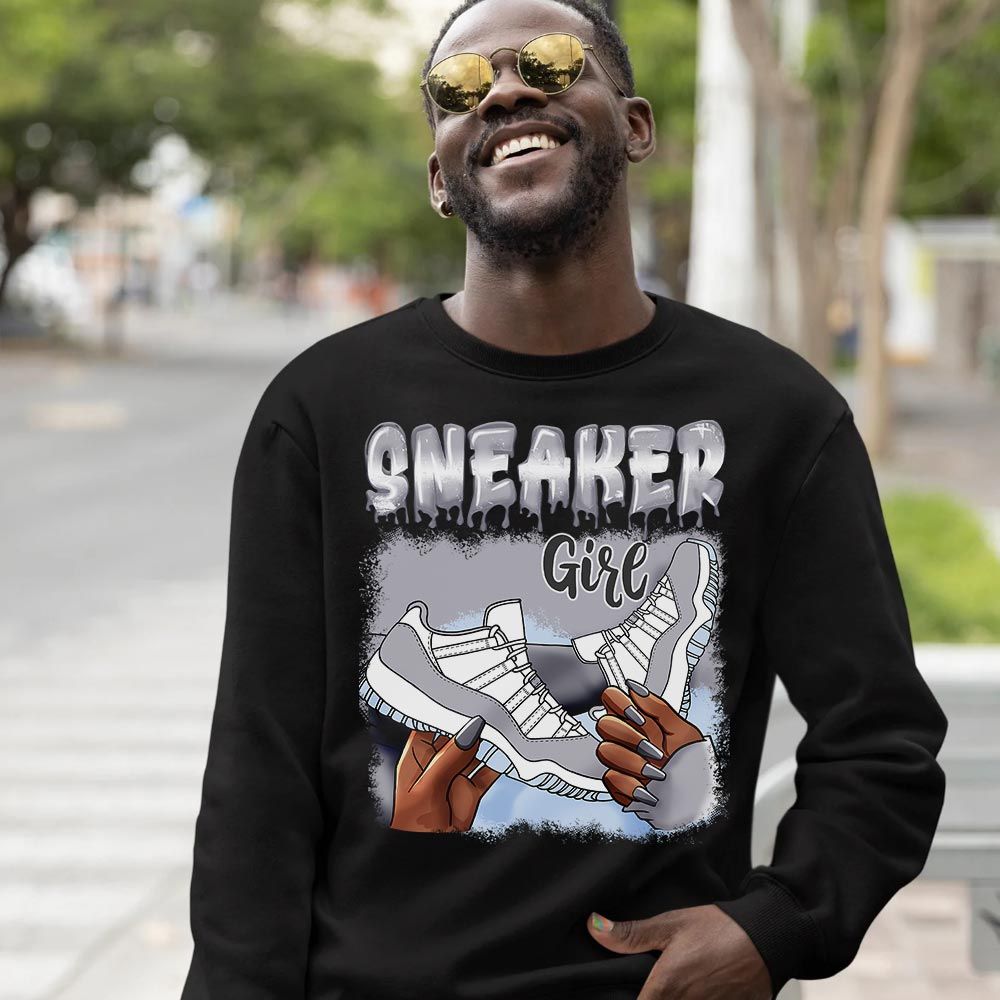 Black Fashion Sneaker Shirt Match Cement Grey 11s, Jordan 11 Low Cement Grey MKO Hoodie Black Fashion Sneaker Shirt Match Cement Grey 11s, Jordan 11 Low Cement Grey MKO Hoodie