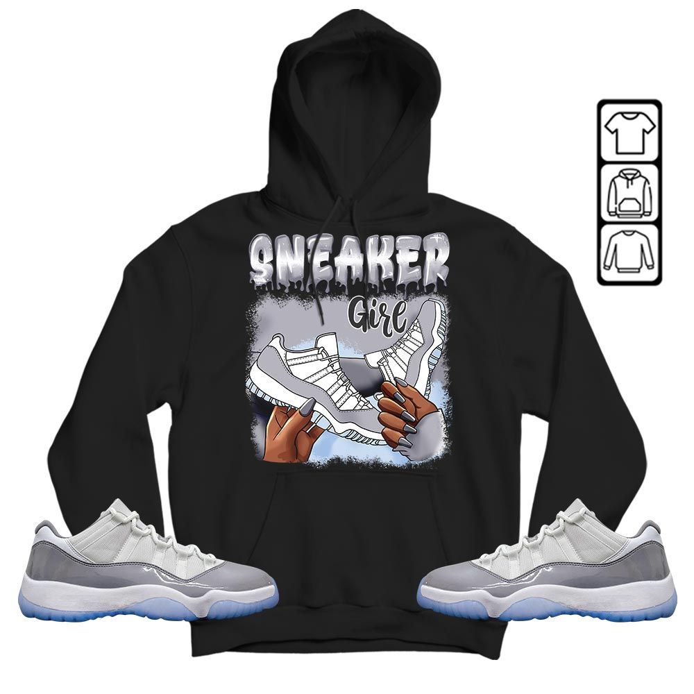 Black Fashion Sneaker Shirt Match Cement Grey 11s, Jordan 11 Low Cement Grey MKO Hoodie Black Fashion Sneaker Shirt Match Cement Grey 11s, Jordan 11 Low Cement Grey MKO Hoodie
