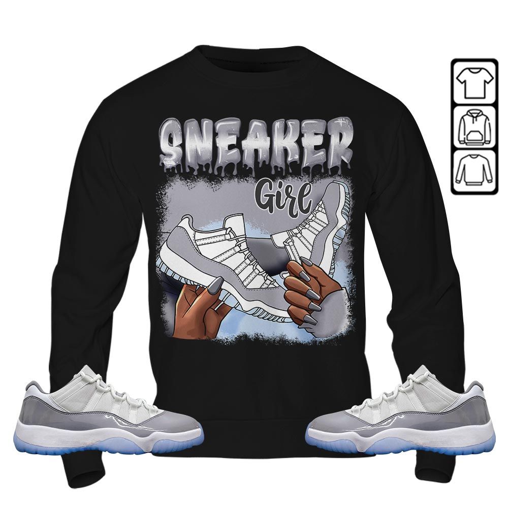 Black Fashion Sneaker Shirt Match Cement Grey 11s, Jordan 11 Low Cement Grey MKO Hoodie Black Fashion Sneaker Shirt Match Cement Grey 11s, Jordan 11 Low Cement Grey MKO Hoodie