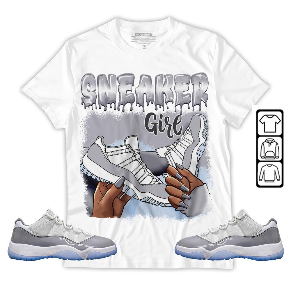Black Fashion Sneaker Shirt Match Cement Grey 11s, Jordan 11 Low Cement Grey MKO Hoodie