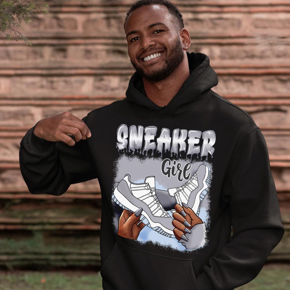 Black Fashion Sneaker Shirt Match Cement Grey 11s, Jordan 11 Low Cement Grey MKO Hoodie Black Fashion Sneaker Shirt Match Cement Grey 11s, Jordan 11 Low Cement Grey MKO Hoodie