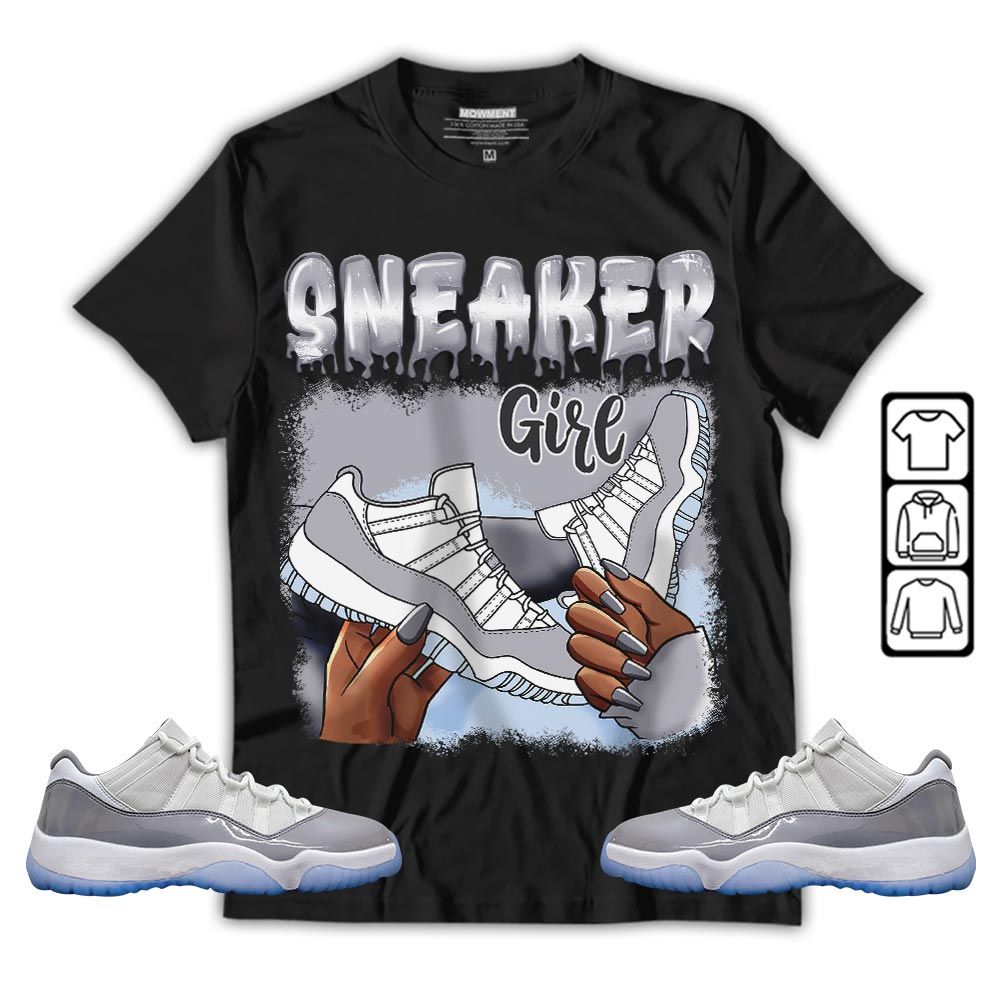 Black Fashion Sneaker Shirt Match Cement Grey 11s, Jordan 11 Low Cement Grey MKO T-Shirt Black Fashion Sneaker Shirt Match Cement Grey 11s, Jordan 11 Low Cement Grey MKO T-Shirt