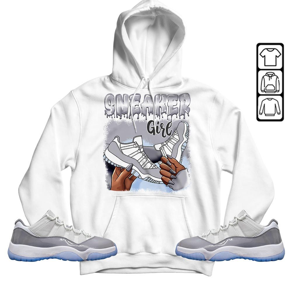 Black Fashion Sneaker Shirt Match Cement Grey 11s, Jordan 11 Low Cement Grey MKO T-Shirt