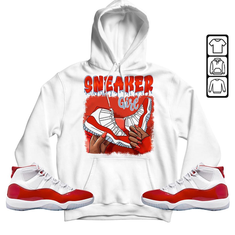 Black Fashion Sneaker Shirt Match Cherry 11s, Jordan 11 Retro Cherry MKO Hoodie Black Fashion Sneaker Shirt Match Cherry 11s, Jordan 11 Retro Cherry MKO Hoodie