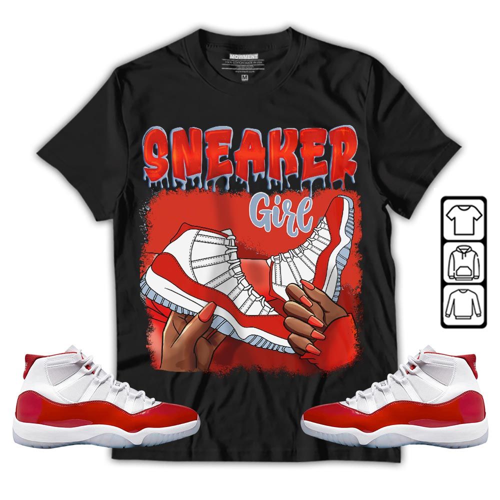 Black Fashion Sneaker Shirt Match Cherry 11s, Jordan 11 Retro Cherry MKO T-Shirt Black Fashion Sneaker Shirt Match Cherry 11s, Jordan 11 Retro Cherry MKO T-Shirt