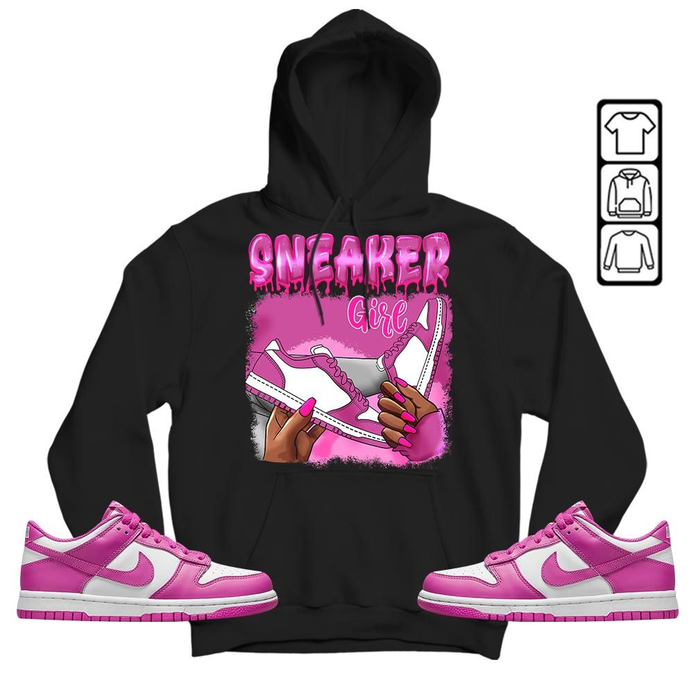 Black Fashion Sneaker Shirt Match GS Active Fuchsia, Dunk Low Active Fuchsia MKO T-Shirt Black Fashion Sneaker Shirt Match GS Active Fuchsia, Dunk Low Active Fuchsia MKO T-Shirt