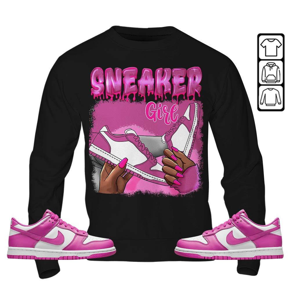 Black Fashion Sneaker Shirt Match GS Active Fuchsia, Dunk Low Active Fuchsia MKO T-Shirt Black Fashion Sneaker Shirt Match GS Active Fuchsia, Dunk Low Active Fuchsia MKO T-Shirt