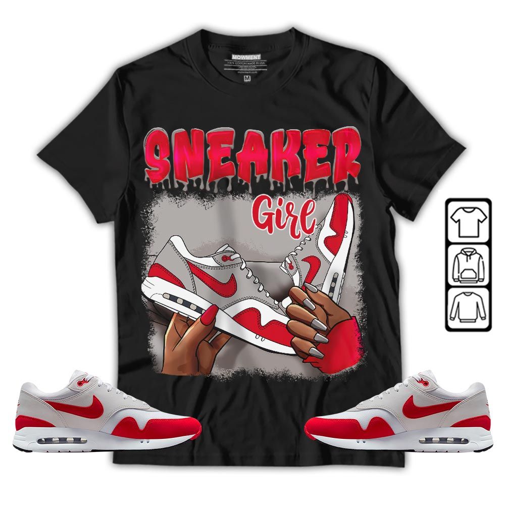 Black Fashion Sneaker Shirt Match Max 1 86 University Red, Air Max 1 86 Big Bubble MKO T-Shirt