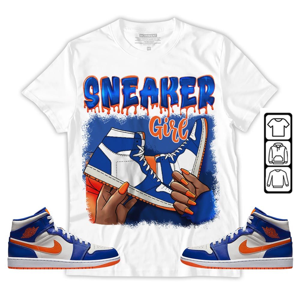 Black Fashion Sneaker Shirt Match Mid Knicks 1s, Jordan 1 Mid Knicks MKO T-Shirt Black Fashion Sneaker Shirt Match Mid Knicks 1s, Jordan 1 Mid Knicks MKO T-Shirt
