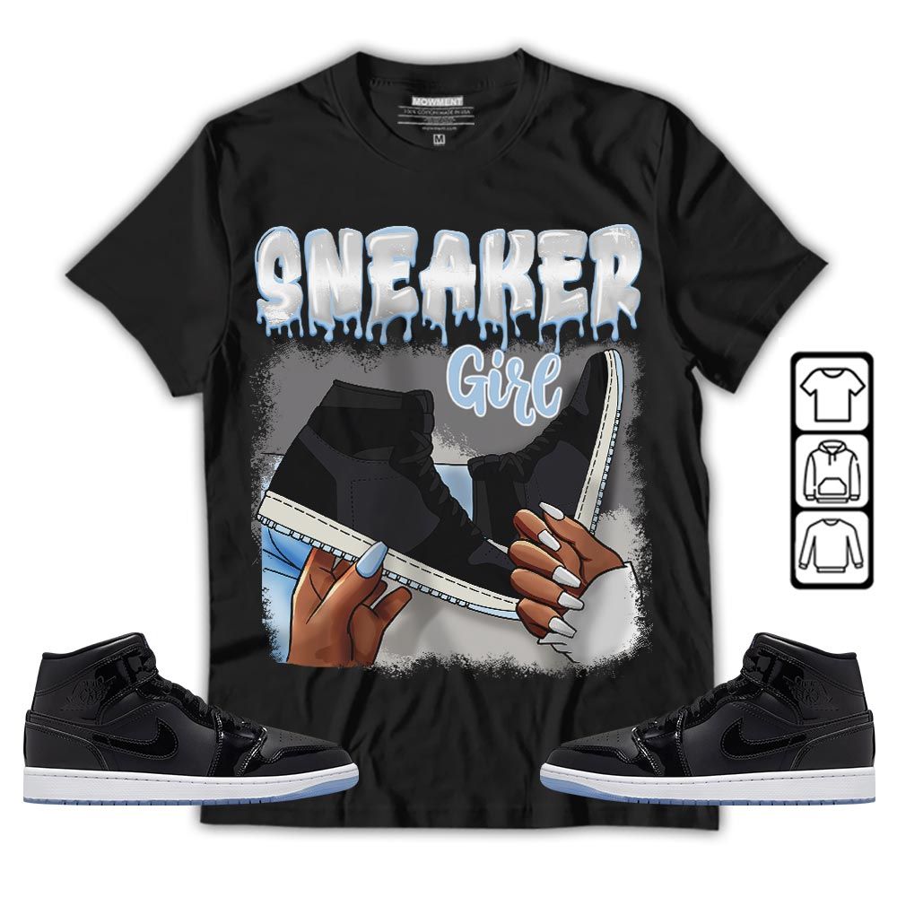 Black Fashion Sneaker Shirt Match Mid Knicks 1s, Jordan 1 Mid Space Jam MKO T-Shirt