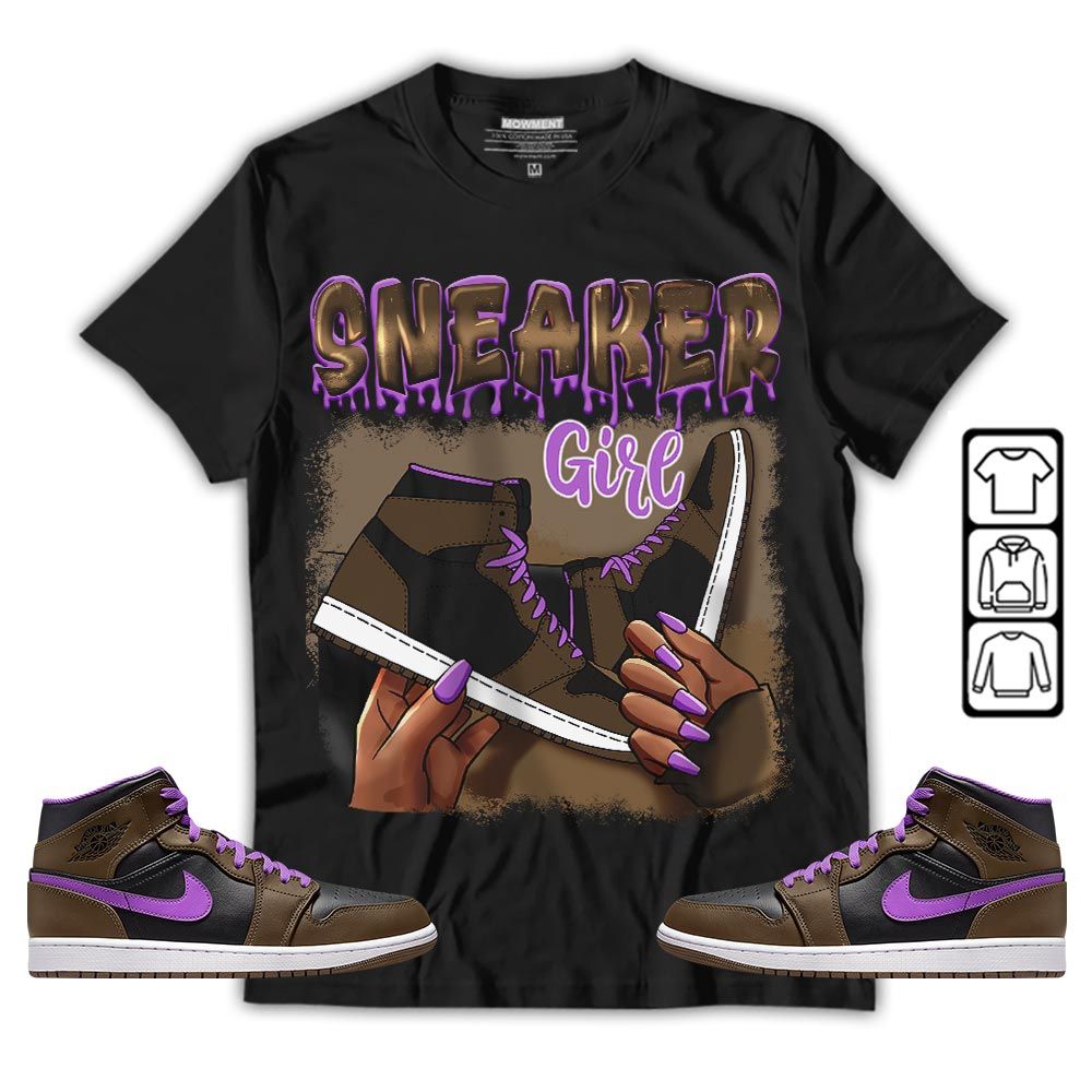 Black Fashion Sneaker Shirt Match Mid Palomino 1s, Jordan 1 Mid Palomino MKO T-Shirt