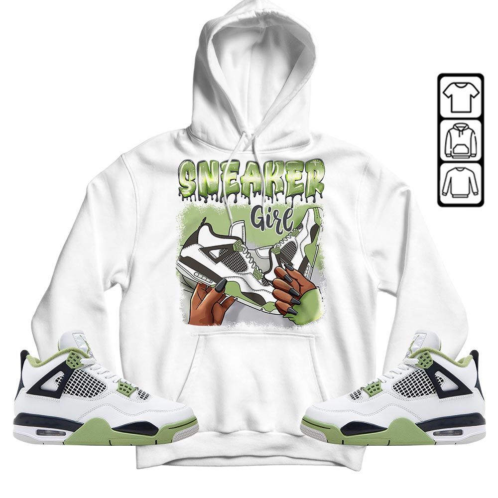 Black Fashion Sneaker Shirt Match Retro Oil Green 4s, Jordan 4 Oil Green MKO T-Shirt