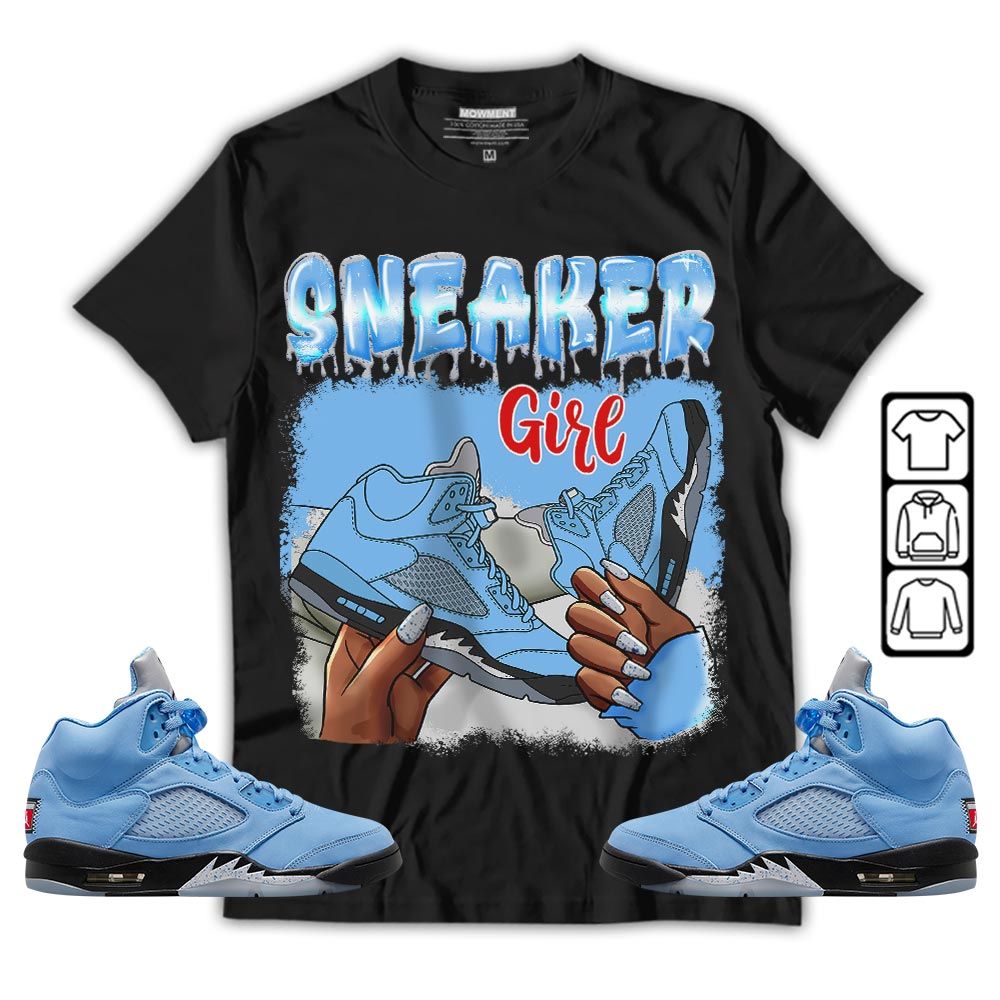 Black Fashion Sneaker Shirt Match Retro University Blue 5s, jordan 5 University Blue MKO T-Shirt