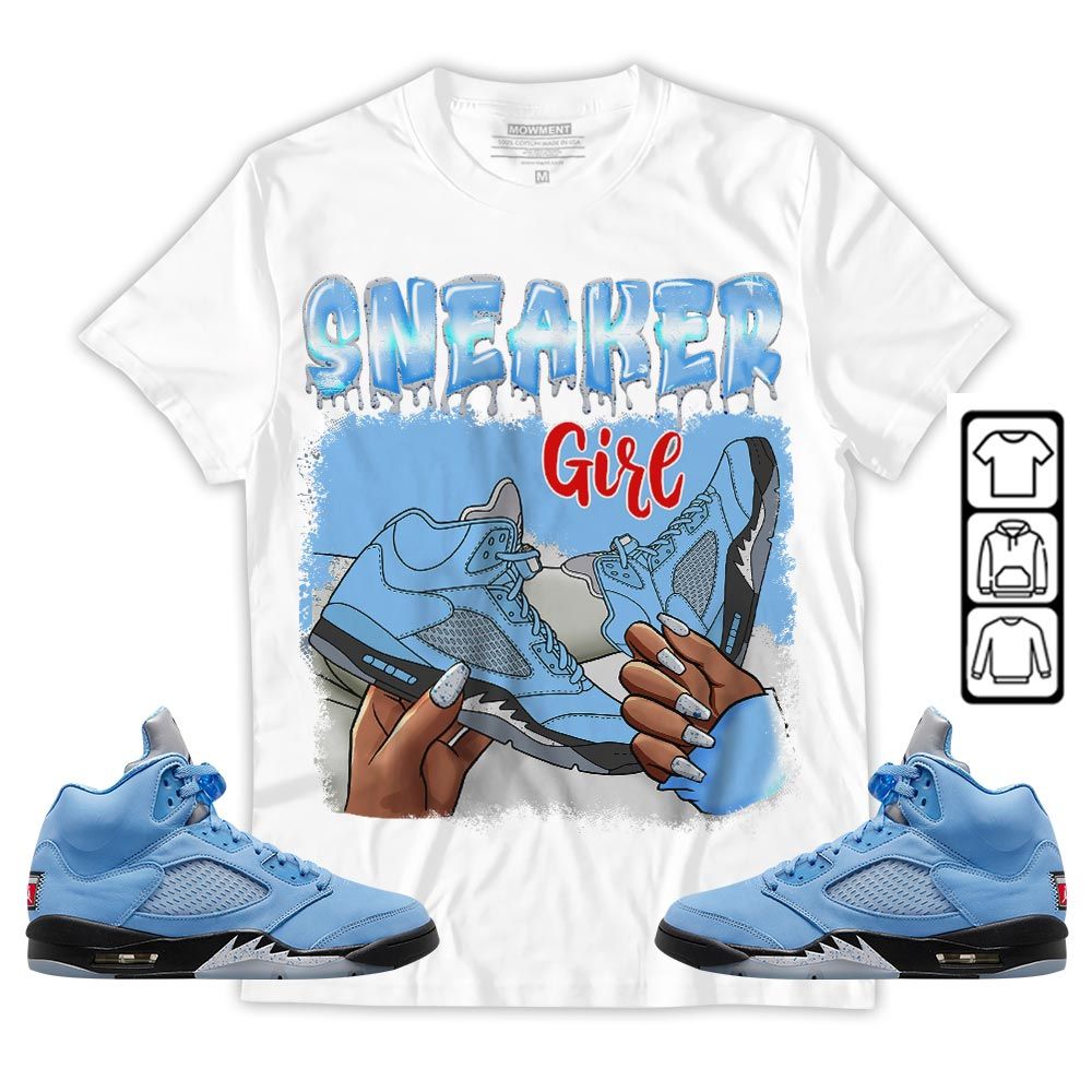 Black Fashion Sneaker Shirt Match Retro University Blue 5s, jordan 5 University Blue MKO T-Shirt Black Fashion Sneaker Shirt Match Retro University Blue 5s, jordan 5 University Blue MKO T-Shirt