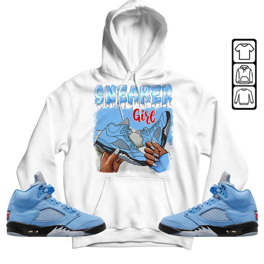 Black Fashion Sneaker Shirt Match Retro University Blue 5s, jordan 5 University Blue MKO T-Shirt