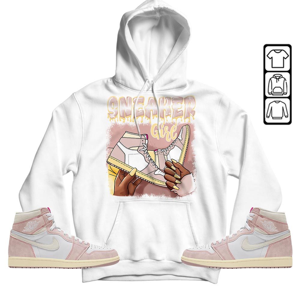 Black Fashion Sneaker Shirt Match Retro Washed Pink 1s, Jordan 1 High OG Washed Pink MKO T-Shirt