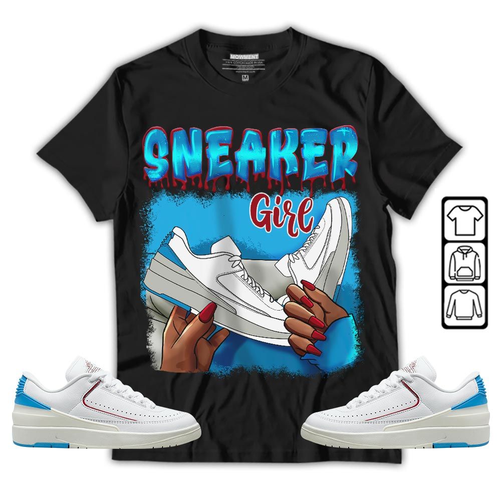 Black Fashion Sneaker Shirt Match University To Chicago 2s, Jordan 2 Low Blue To Chicago MKO T-Shirt