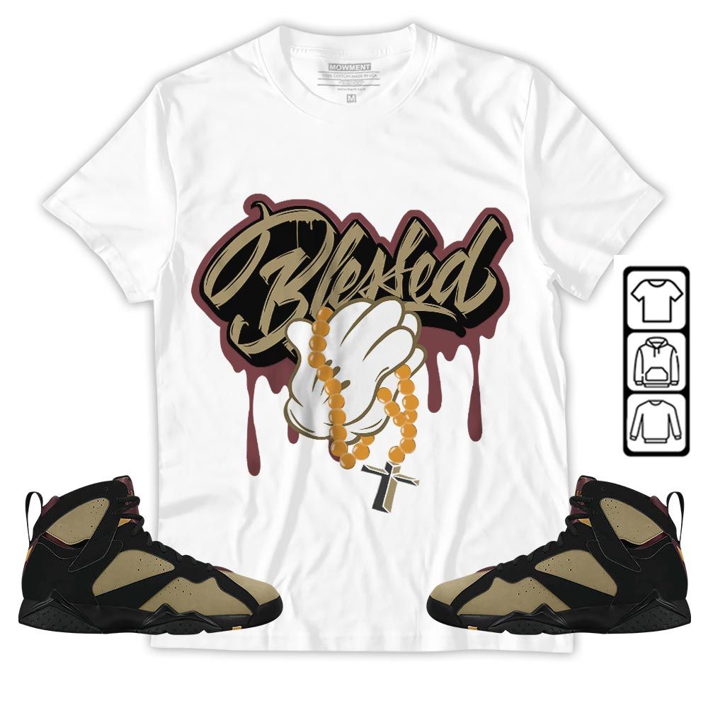 Blessed Drip Sneaker Shirt Match Black Cherrywood 7s, Jordan 7 Black Olive MKO T-Shirt Blessed Drip Sneaker Shirt Match Black Cherrywood 7s, Jordan 7 Black Olive MKO T-Shirt
