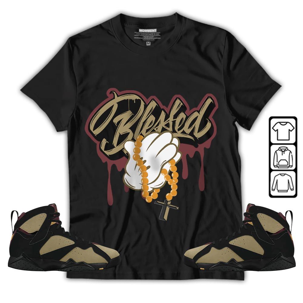 Blessed Drip Sneaker Shirt Match Black Cherrywood 7s, Jordan 7 Black Olive MKO T-Shirt Blessed Drip Sneaker Shirt Match Black Cherrywood 7s, Jordan 7 Black Olive MKO T-Shirt