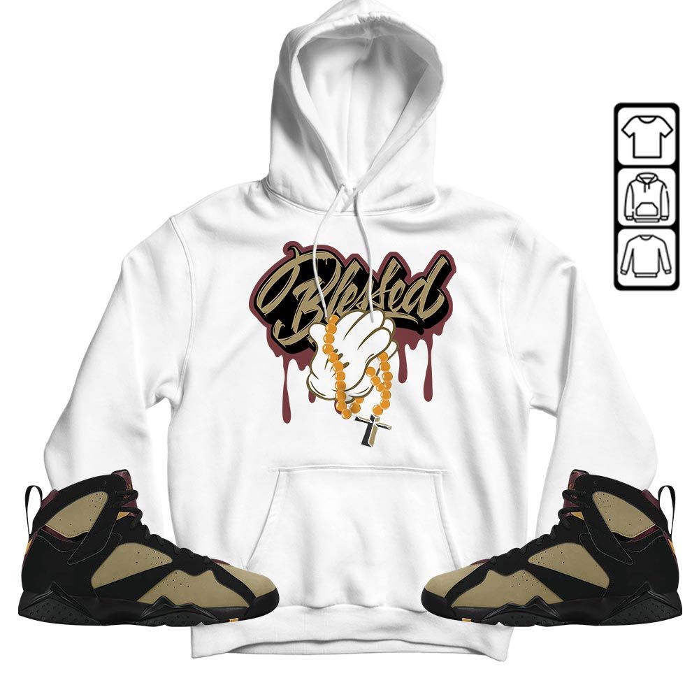 Blessed Drip Sneaker Shirt Match Black Cherrywood 7s, Jordan 7 Black Olive MKO T-Shirt