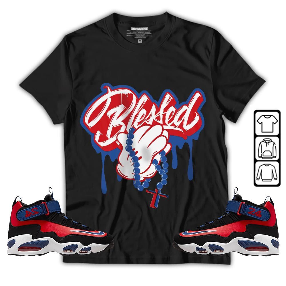 Blessed Drip Sneaker Shirt Match Max 1 Navy Red Black, Air Griffey Max 1 Black Red Navy Blue MKO T-Shirt