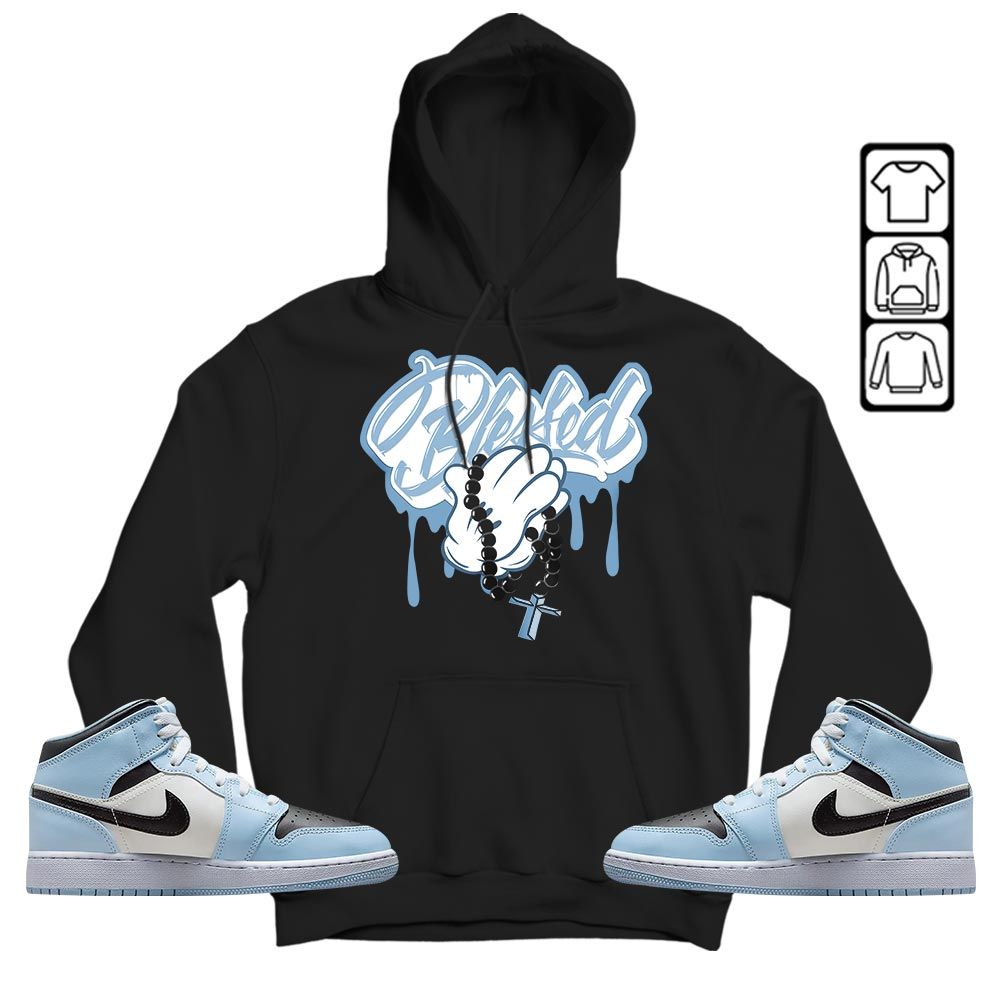 Blessed Drip Sneaker Shirt Match Mid Ice Blue 1s, Jordan 1 Mid Ice Blue MKO T-Shirt Blessed Drip Sneaker Shirt Match Mid Ice Blue 1s, Jordan 1 Mid Ice Blue MKO T-Shirt