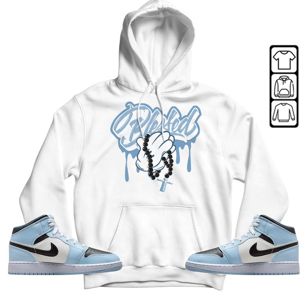 Blessed Drip Sneaker Shirt Match Mid Ice Blue 1s, Jordan 1 Mid Ice Blue MKO T-Shirt Blessed Drip Sneaker Shirt Match Mid Ice Blue 1s, Jordan 1 Mid Ice Blue MKO T-Shirt