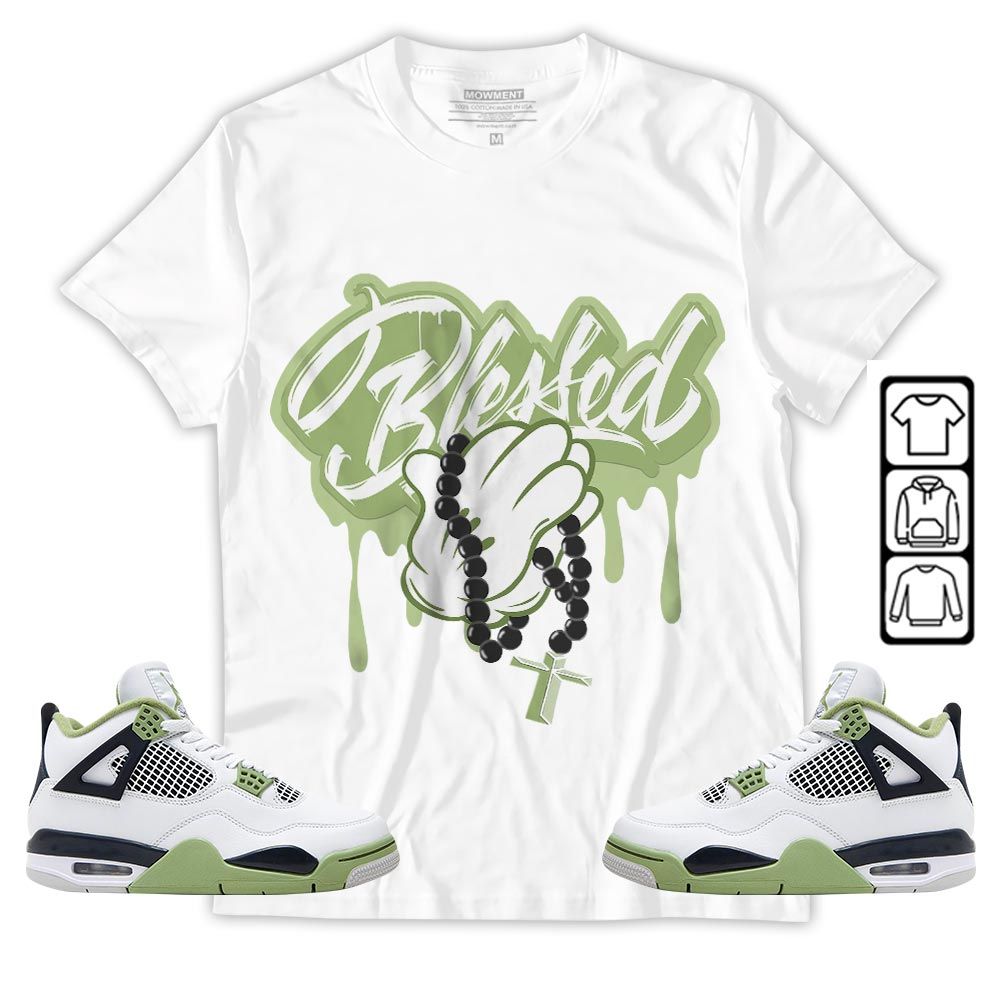 Blessed Drip Sneaker Shirt Match Retro Oil Green 4s, Jordan 4 Oil Green MKO T-Shirt