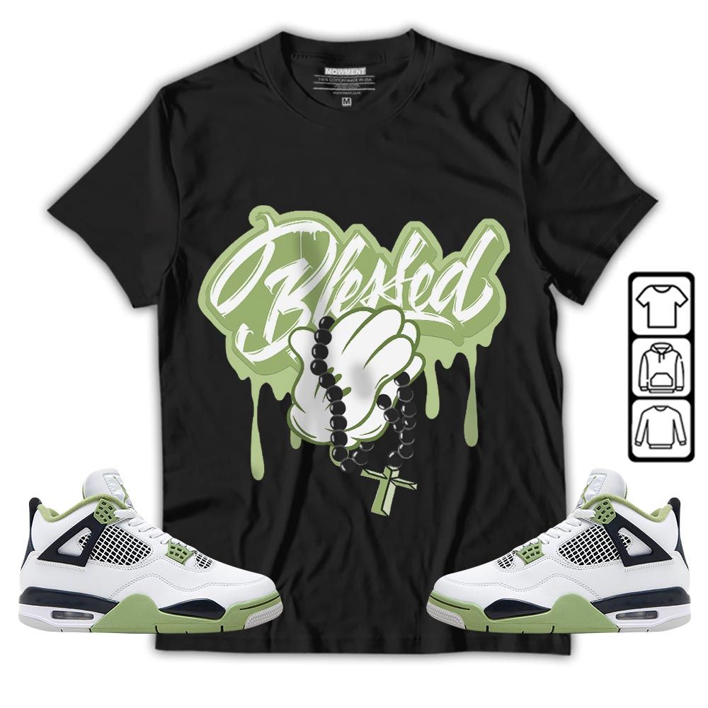 Blessed Drip Sneaker Shirt Match Retro Oil Green 4s, Jordan 4 Oil Green MKO T-Shirt