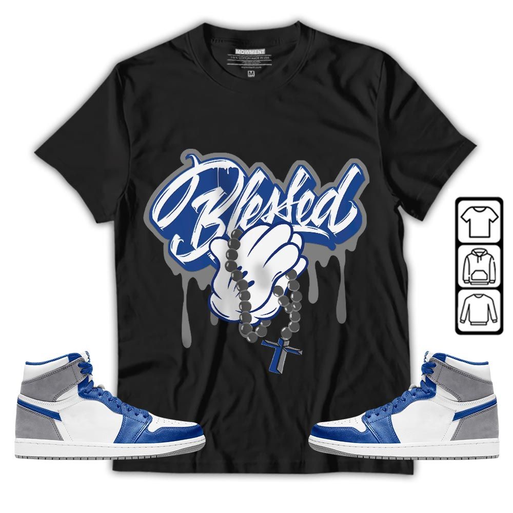 Blessed Drip Sneaker Shirt Match True Blue 1s, Jordan 1 High OG True Blue MKO T-Shirt Blessed Drip Sneaker Shirt Match True Blue 1s, Jordan 1 High OG True Blue MKO T-Shirt
