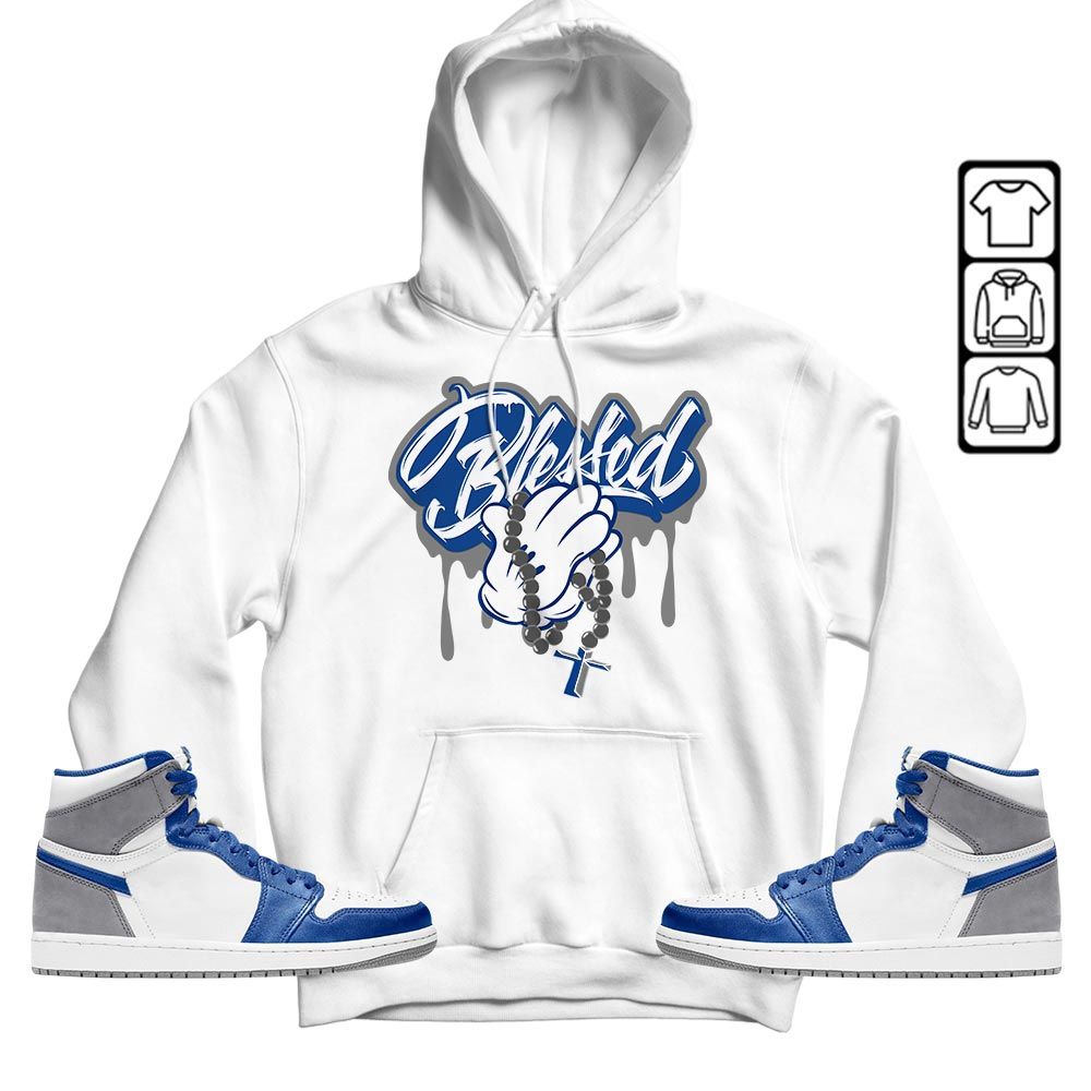 Blessed Drip Sneaker Shirt Match True Blue 1s, Jordan 1 High OG True Blue MKO T-Shirt