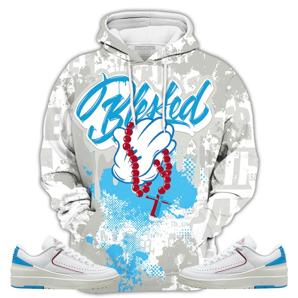 Blessed Drip Sneaker Shirt Match University To Chicago 2S, Jordan 2 Low Blue To Chicago Hoodie Sweatshirt Tee All Over Print MKO Shirt