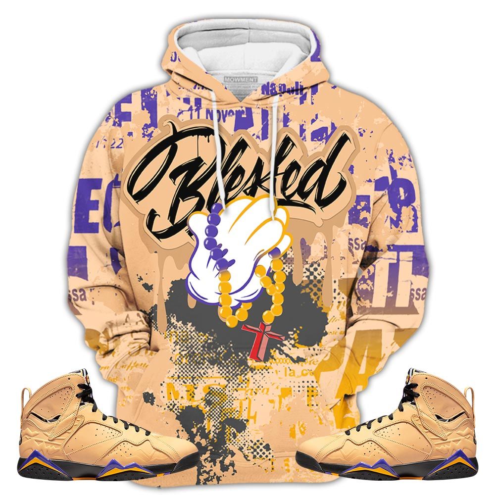 Blessed Drip Sneaker Shirt Match Vachetta Tan 7S, Jordan 7 Se Afrobeats Hoodie Sweatshirt Tee All Over Print MKO Shirt